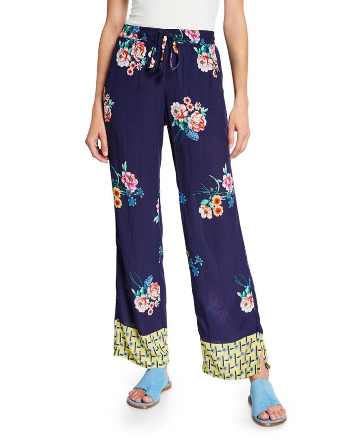 Zaline Challis Floral-print Pants