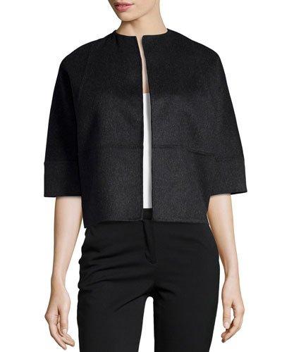 Half-sleeve Boxy Cropped Jacket, Charcoal