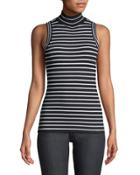 Sleeveless Striped Turtleneck