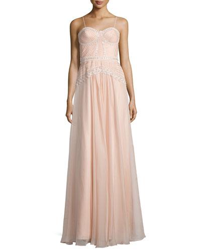 Embellished Bustier A-line Gown, Blush