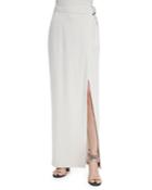 Brunello Cucinelli Belted Slit Maxi Skirt, Vanilla (white), Women's,