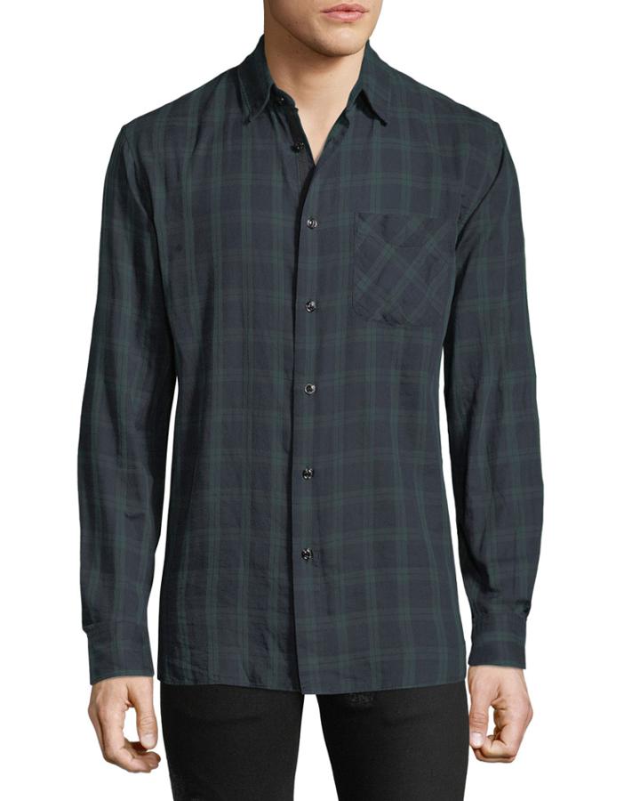 Plaid Button-front Beach