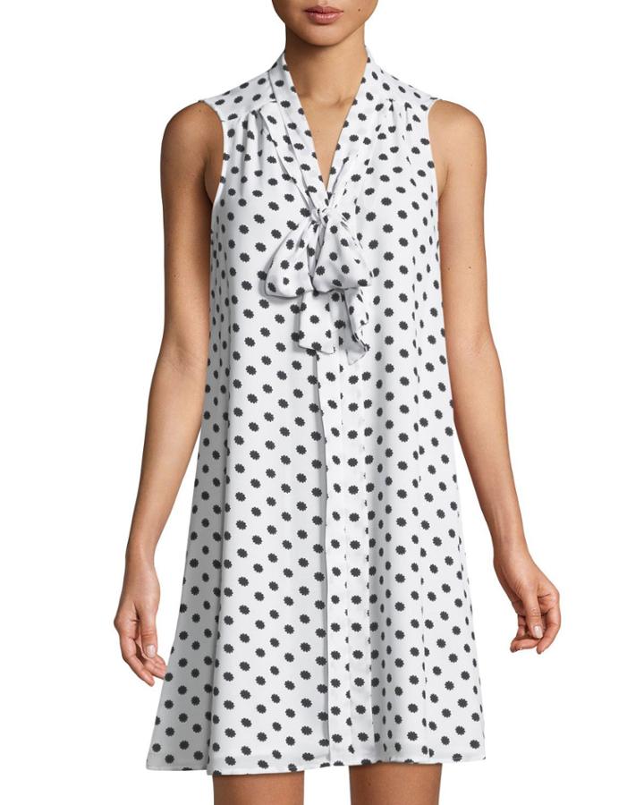 Equator Dot Tie-neck Dress
