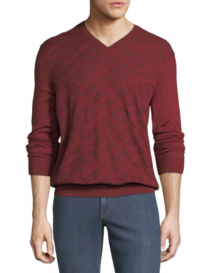 Men's Wave-pattern V-neck