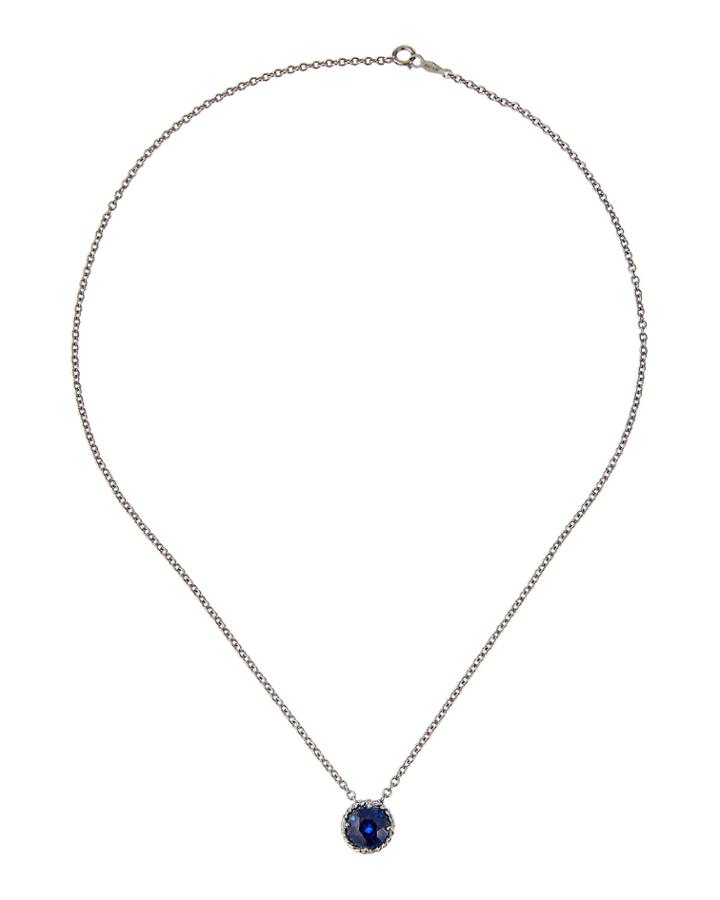 Synthetic Sapphire Solitaire Necklace
