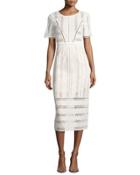 Gareth Cotton Lace Midi Dress, Ecru