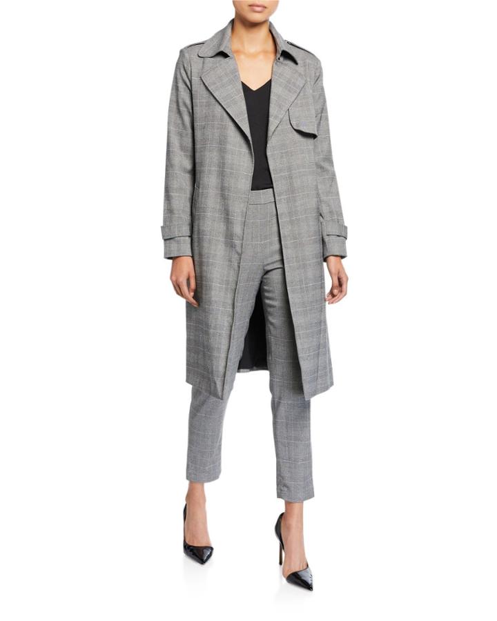 Printed Tie Front Trench Coat