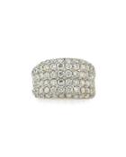 18k White Gold Wide Pave Diamond Band Ring,