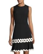 Fit-and-flare Sleeveless Dress, Black/white