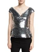 Sequined Cap-sleeve Top