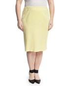 Knee-length Pencil Skirt, Yellow,