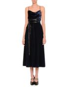 Sleeveless Crisscross-back Midi Dress, Navy