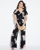 Flutter-sleeve Floral Jumpsuit