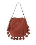 Kassia Leather Tassel Hobo Bag, Brandy