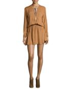 Pilar Long-sleeve Shirtdress, Caramel