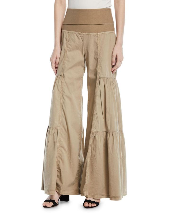 Ruffled Khaki Palazzo Pants