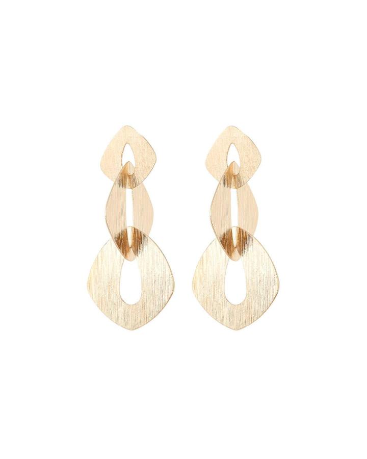 Linear Brushed-link Earrings