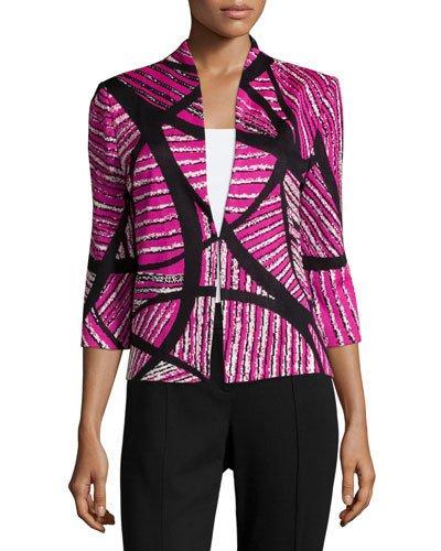Printed 3/4-sleeve Jacket, Orchid/black/ivory