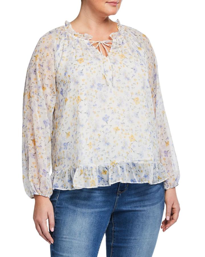 Plus Size Providence Flora Long-sleeve Peasant Blouse