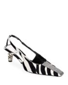 Zebra Animal-print Velvet Slingback Pumps