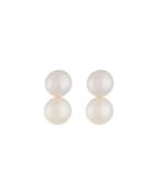 14k Semi-round Double-pearl Earrings