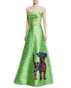 Shisa Strapless Dog Dot Print Ball Gown