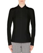 Long-sleeve Eyelet-collar Button-down Cotton