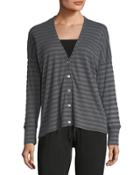 Striped Knit Button-front Cardigan