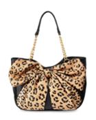 Betsey Johnson Bow Tails Leopard-print Bow Satchel Bag, Black/spice, Women's,