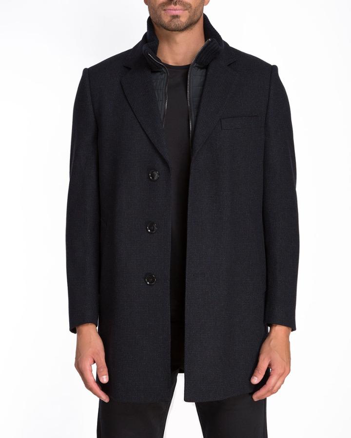 Men's Notch-collar Button Knit Coat