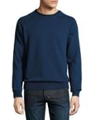 Long-sleeve Washed Indigo Sweatshirt, Dark Blue