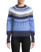Fuzzy Striped Sequin High-neck