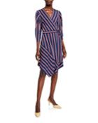 Striped V-neck Handkerchief Wrap Dress