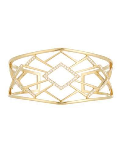 Art Deco 18k Wide Pav&eacute; Diamond Cuff Bracelet