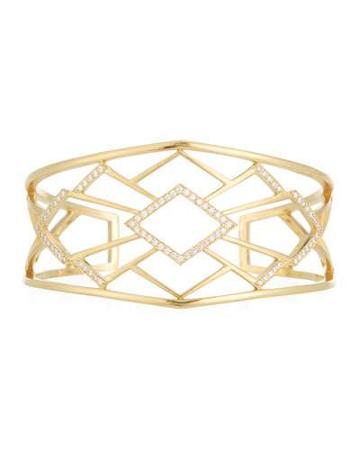 Art Deco 18k Wide Pav&eacute; Diamond Cuff Bracelet