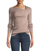 Metallic Ribbed Draped Pullover