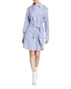 Striped Long-sleeve Tie-waist