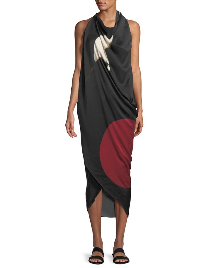 Abstract Brushstroke Print Silk