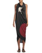 Abstract Brushstroke Print Silk