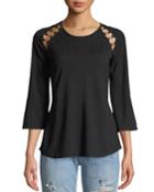 Ring-trimmed Raglan-sleeve Blouse