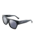Something Extra Square Plastic Sunglasses, Black/silver