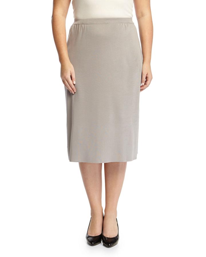 Ming Wang Plus Basic Pencil Skirt, Gray, Women's,