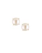 14k Yellow Gold Prong-set Pearl Stud Earrings, White