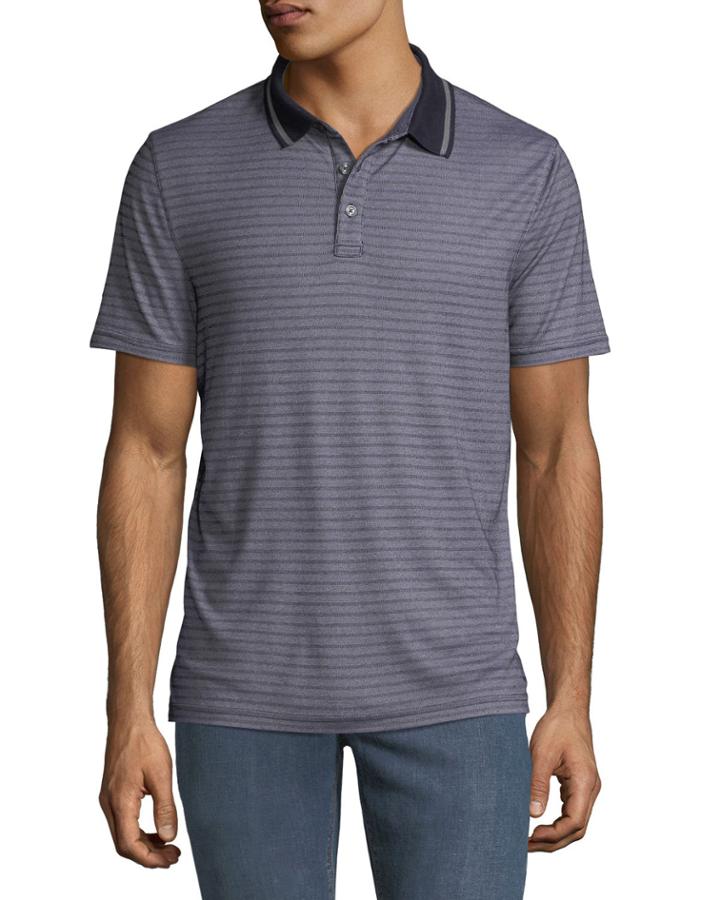 Men's Tipped-collar Jacquard-stripe Polo