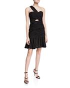Cross Halter Shirred Flounce-hem