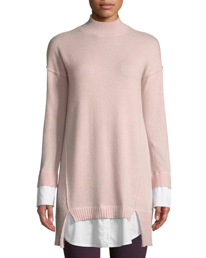 Cashmere Long-sleeve Twofer Dress