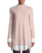 Cashmere Long-sleeve Twofer Dress