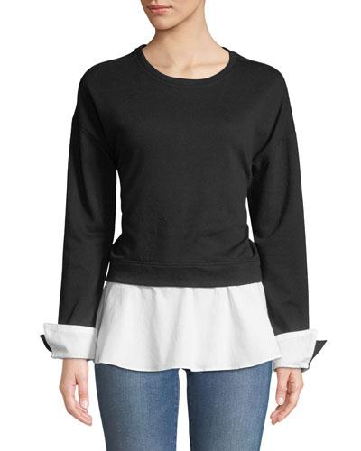 Sweatshirt And Poplin Twofer Blouse