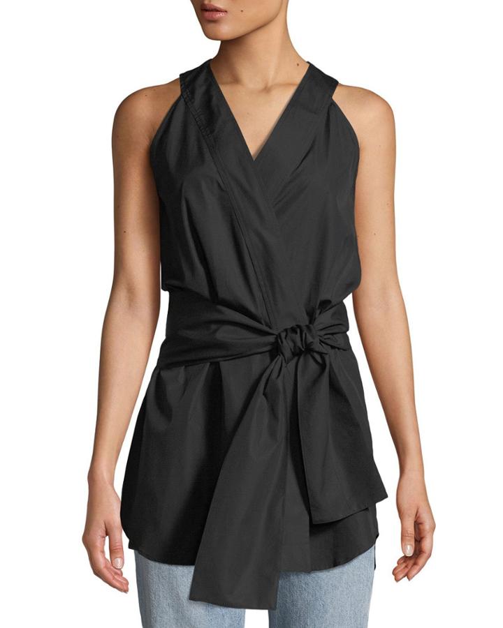 Sleeveless Tie-front Kimono Top