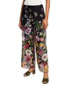 Floral Wide-leg Pull-on Pants